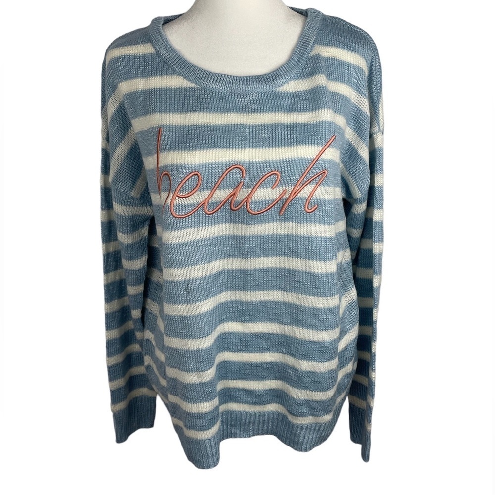 Mia & Tess beach striped lightweight sweater medium